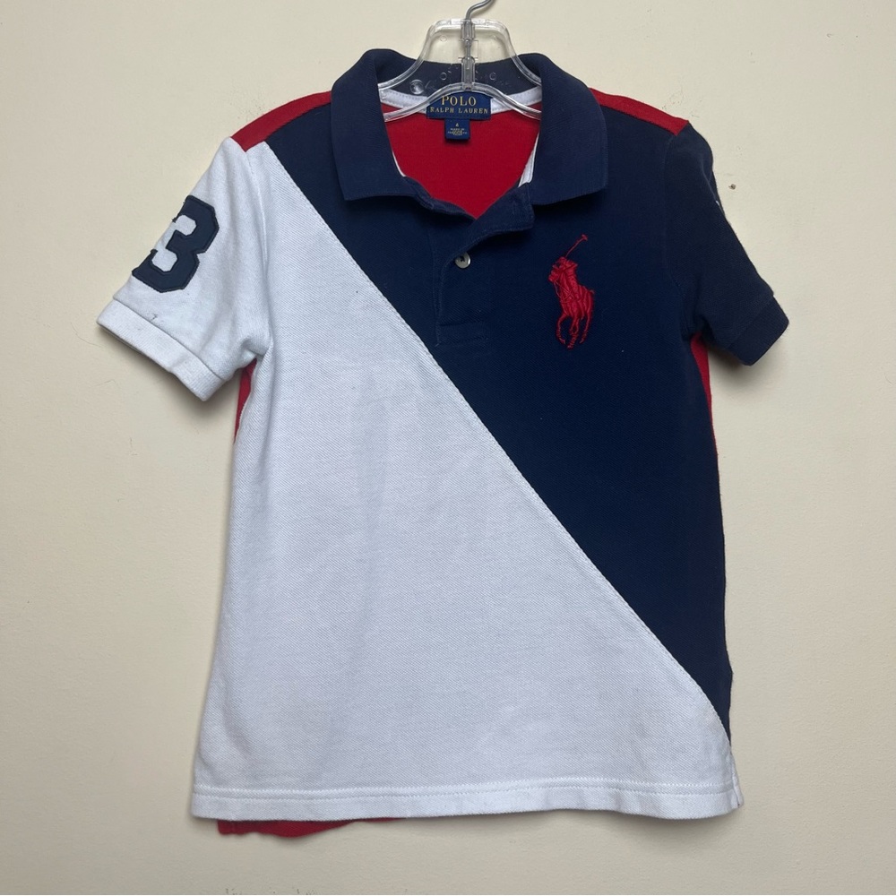 Polo Ralph Lauren,  4T, 2 Button Polo,  w Flag, USA & Big Logo